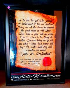 lot 163 image: ALLSTAR MOTIVATION.COM ADVERTIZING POSTER IN FRAME - 21 X 27