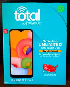 lot 181 image: Total Wireless Samsung Galaxy A01 LTE Prepaid Smartphone 16gb Black - NEWSEALED $$
