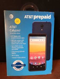 lot 218 image: AT&T PREPAID CALYPSO CHAMELION BLUE PREPAID PHONE - NEWSEALED