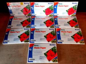 lot 246 image: MERITLINE 4 X 6 GLOSSY PHOTO PAPER - 20 SHEETS PER PACK - 10 PACK LOT
