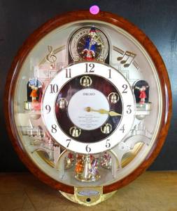 lot 392 image: BIG $ LOT - Seiko Melodies in Motion Musical Wall Clock Plays 7 Beatles Songs UPDATE TESTED SOUND WONDERFUL