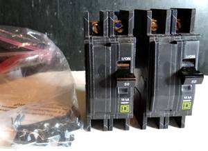 lot 443 image: PAIR - Square D - QO250CP QO 50 Amp Two-Pole Circuit Breaker $$