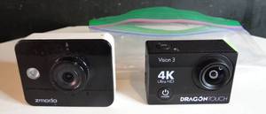lot 468 image: LOT OF 2 CAMERAS - 1 Dragon Touch 4K Action Camera 20MP Vision 3 Camera
