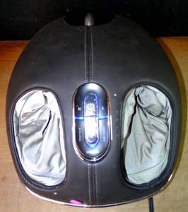 lot 485 image: BIG $ ITEM - BROOKSTONE Heated Shiatsu Foot Massager Leather Style Cover - TESTEDWORKS