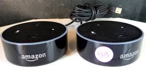 lot 503 image: LOT OF 2 - Amazon Echo Dot 2nd Generation RS03QR Smart Speaker with USB Power Cord