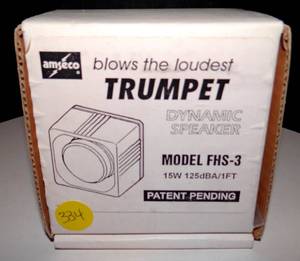 lot 334 image: Amseco FHS-3 Trumpet Alarm Speaker Dynamic Security Alarm - NIB