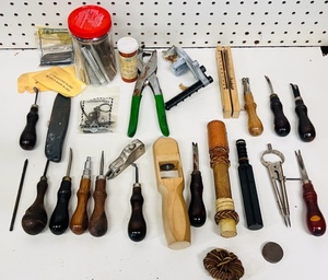 lot 31 image: Huge Lot of Vintage Leather Working Tools