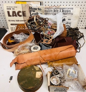 lot 32 image: Huge Lot of Leather Working Material - Including 25 Actual Size Holster Patterns