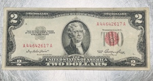 lot 41 image: 1953 Red Seal $2 Bill United States Note