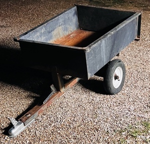 lot 9 image: Garden Tractor Pull-Behind Trailer W New Ball Hitch &amp Removable Tailgate