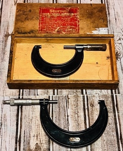 lot 13 image: Two Vintage Starrett Micrometers in Box - No.s 436-3in. &amp 436-4in. WPaperwork