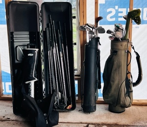 lot 81 image: Golf Guard Club Hardcase, Tour Quality World Class Hunter Bag, Gold Eagle Bag, Wide Assortment of Irons and Wood Clubs, &amp Athletic Works Ball Dispenser and Ball Bag WBalls