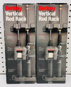 lot 84 image: Two Berkley Vertical Rod Racks for Mount in Home or Garage