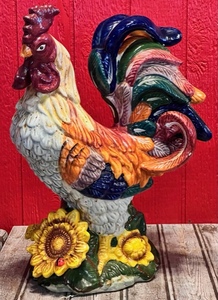 lot 47 image: 16 Colorful Ceramic Rooster Figure