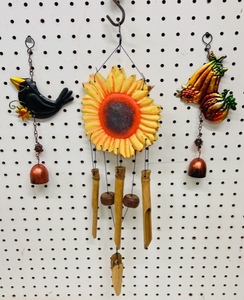 lot 195 image: Three Wind Chimes - Two Which Are Metal WBells &amp One Wooden WFluted Chimes