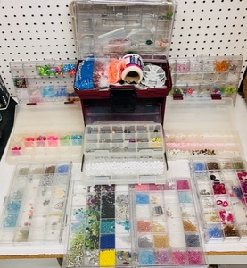 lot 212 image: Huge Lot of Jewelry Making Material W Plano Tackle Box &amp Trays