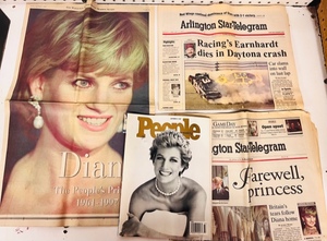 lot 214 image: The Deaths of Dale Earnhardt &amp Princess Diana Newspapers and Magazine&nbsp