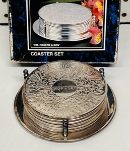 lot 248 image: Wm. Rodgers &amp Son Silver Plated Seven (7) Piece Coaster Set