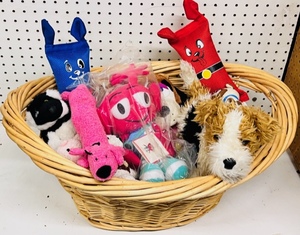 lot 253 image: Wicker Laundry Basket Full of Assorted Plush Animals Which Need a Good Home.&nbsp