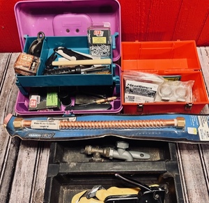 lot 281 image: Three Tool Boxes W Tools &amp Hardware - Including a Milwaukee Box