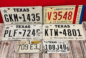 lot 288 image: Six (6) Automobile &amp Motorcycle License Plates- Including 1975 Illinois Disable Veteran