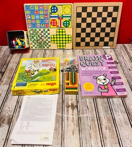 lot 290 image: Assortment of Board Games &amp Brain Quest Workbook W Game Pieces &amp Instructions&nbsp