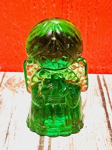lot 292 image: Vintage Mosser Hunter Green Art Glass Singing Angel - Discontinued Item