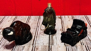 lot 311 image: Three (3) Vintage Collectible Avon Cologne Bottles - Including the American Buffalo & the Hard to Find Knight Chess Piece