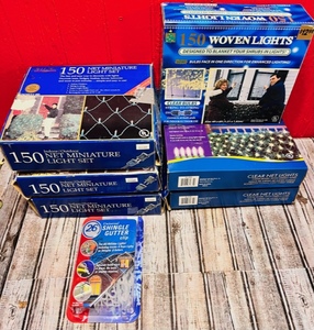 lot 321 image: Six (6) Net Light Sets (Total of 900 Lights) & New Box of Shingle Gutter Clips