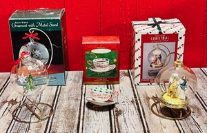 lot 345 image: House of Lloyd Mary & Josephs Flight to Egypt Ornament WStand, Hallmark Keepsake Ornament A Perfect Blend in Porcelain Cup, & Spun Glass Or smelt W Metal Stand
