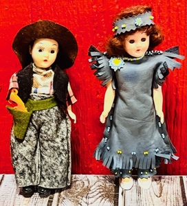 lot 359 image: Two (2) Vintage Dolls With Really Cool Homemade Western-Type Outfits