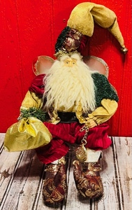 lot 362 image: Vintage Father Christmas wFairie Wings, Pocket Watch to Keep up With Time, & Bag Bearing Gifts