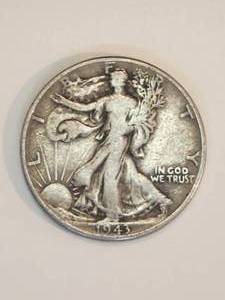 lot 3 image: 1943 Walking Liberty half dollar - 90% silver