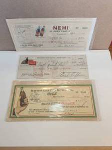 lot 5 image: Vintage Coca Cola and Nehi cancelled checks