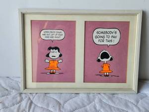 lot 102 image: Framed and matted Lucy from Charlie Brown comic -  10 x 13