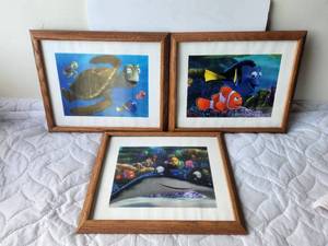lot 119 image: Selection of 3 framed Finding Nemo prints  13 x 16