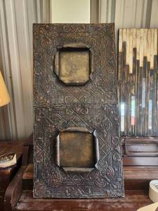 lot 138 image: Vintage wall art made from metal ceiling tiles