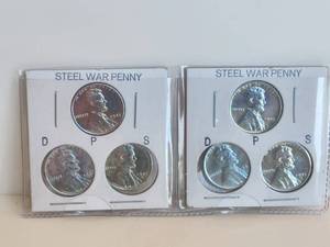 lot 44 image: 1943 Steel warwheat pennies - D, P, and S mints