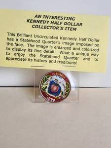 lot 71 image: Kennedy Half Dollar colorized 1999 - collectors coin