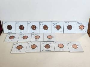 lot 99 image: Selection of pennies - some with errors