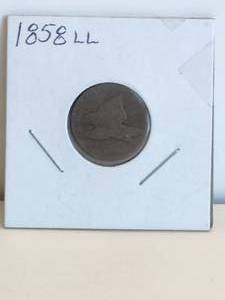 lot 166 image: 1858 Flying Eagle Cent - rare coin