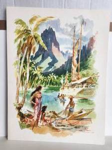 lot 200 image: Vintage Tahiti Art - 1961 menu from the S.S. Matsonia