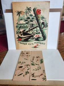 lot 40 image: Vintage Trader Vics Hawaiin menus - ready for framing