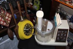 lot 61 image: Vintage Hamilton Beach Food Processor with Owners Manual Tested Works Vintage Kitchen Wall Clock by New Haven