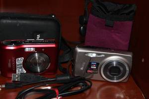 lot 76 image: Point and Shoot cameras, both works. Both need chargers and memory cards Kodak comes with a data cord that will charge it