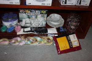 lot 88 image: Hair care items and Small Dish Set, perfect for a lunch with the girls