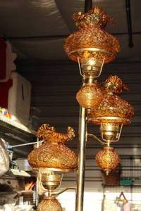 lot 3 image: Vintage Floor Lamp, With Amber Sconces Works, Very Pretty