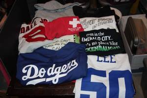 lot 127 image: Mens Large Tshirts and Dallas Jersey, Dodgers and Nascar... See Description
