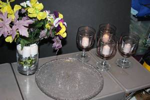 lot 138 image: Christmas Serving Tray and Waterford Amythest Colored Crystal and more