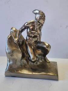 lot 5 image: Vintage Native American Warrior statue - metal